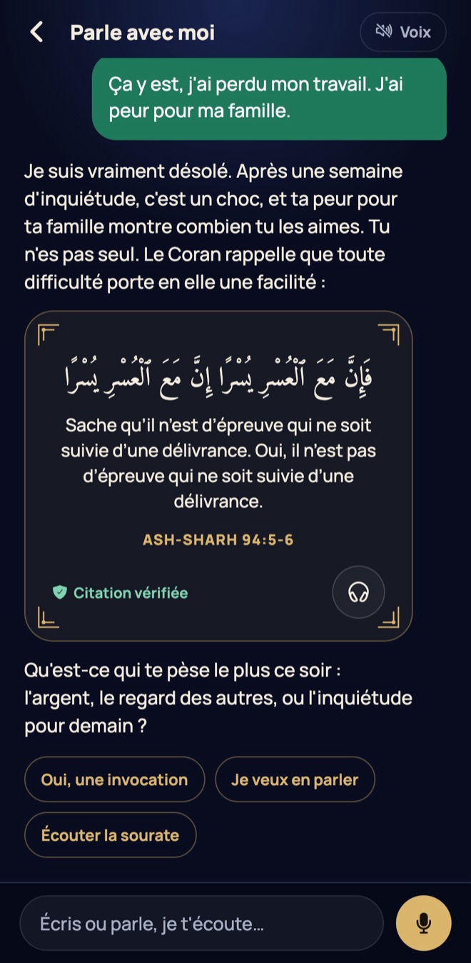 « Parle avec moi » : un compagnon qui répond avec des versets vérifiés